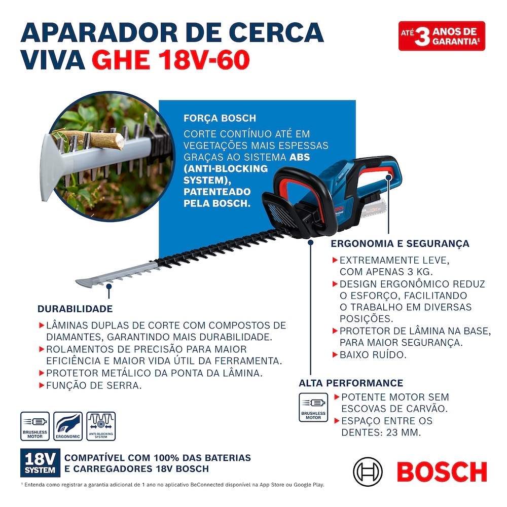 Aparador Cerca Viva Bosch 18V Sem Bateria