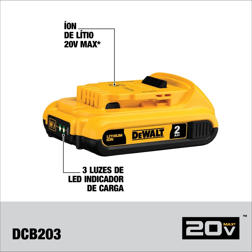 Combo DeWalt DCK222D2T-BR 20V DCD776 + DCF885 + DCB107 + 2 Baterias 2Ah DCB203