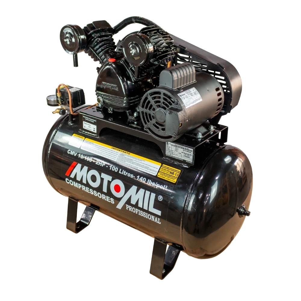 Motomil - Compressor 10 Pés 100L 140 PSI 2Cv Mono