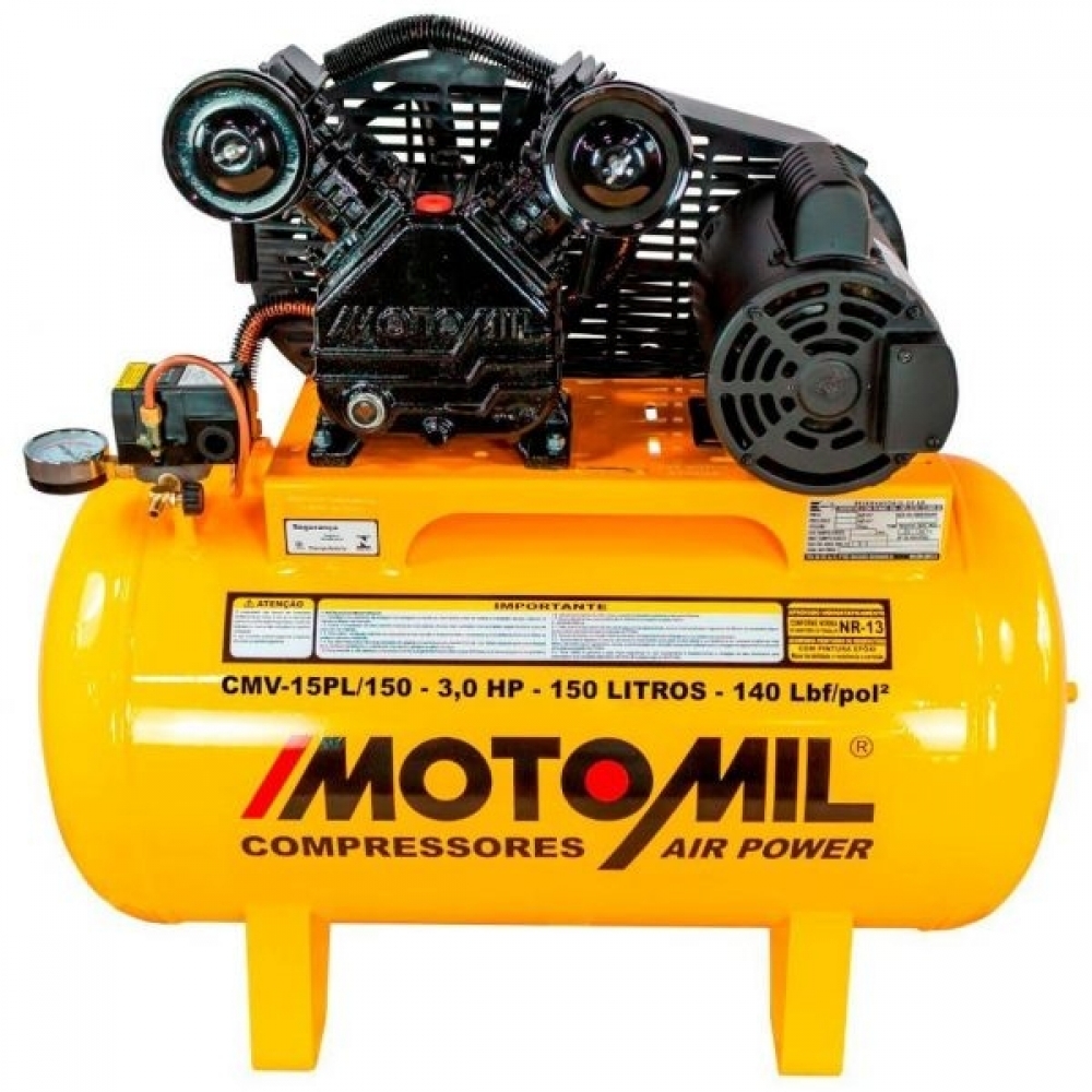 Motomil - Compressor 15 pés 150L 140 PSI 3 CV Mono
