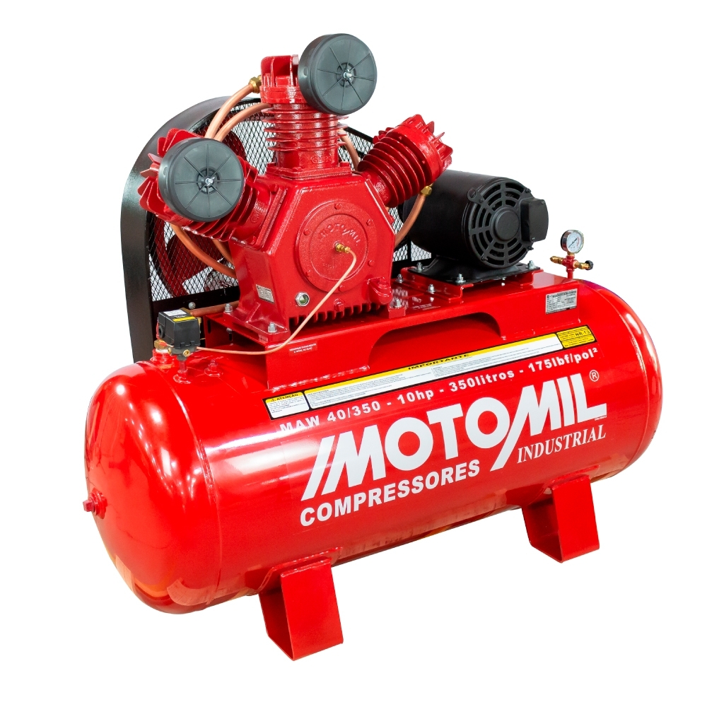 Motomil Compressor 40 Pés 350L 175 PSI 10 CV Trifásico