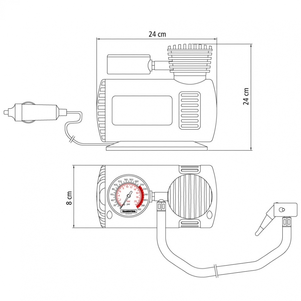 Compressor de Ar Portátil Tramontina 12V - 50W