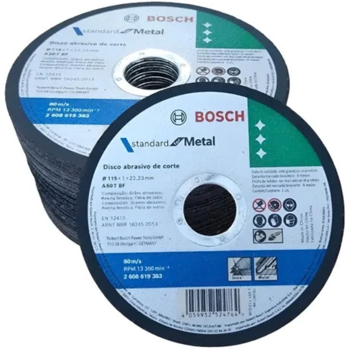 Imagem do produto Kit 25 Discos de Corte Bosch Para Metal 4.1/2" (115mm) 2608619383