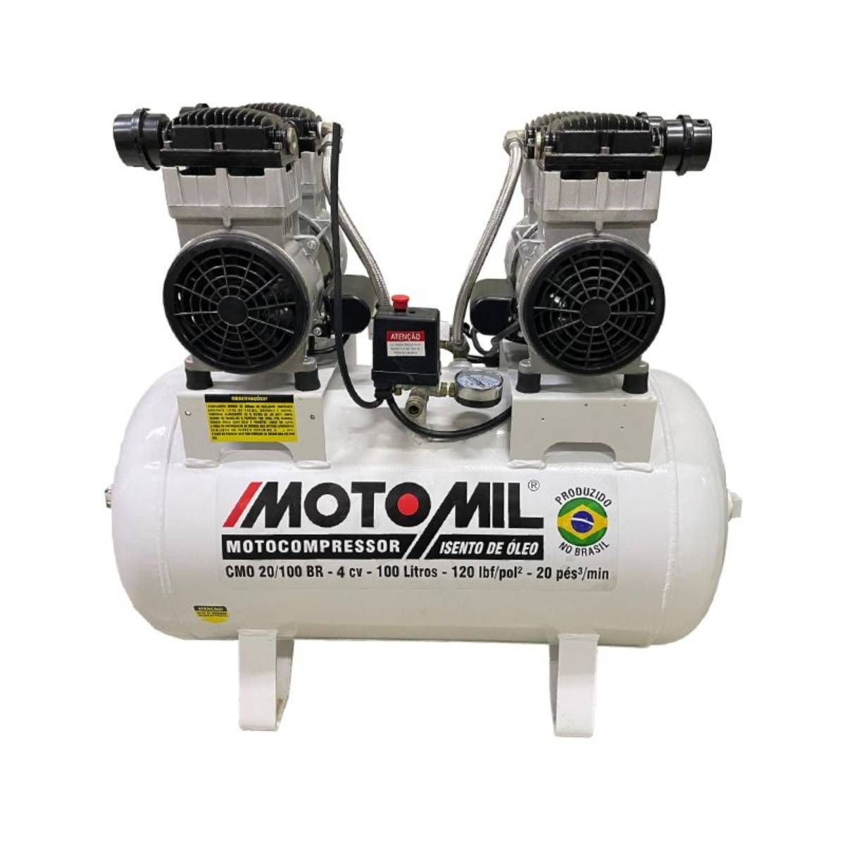 Imagem do produto Compressor Odontológico Motomil 20 pés 100 litros 120 PSI