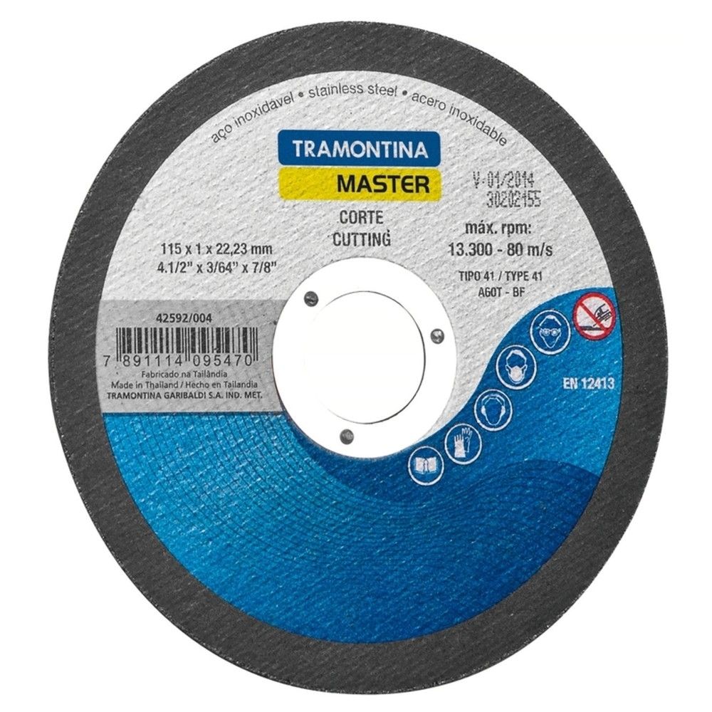 Disco de Corte Inox Tramontina 4.1/2" x 1,0mm x 7/8" 42592/004