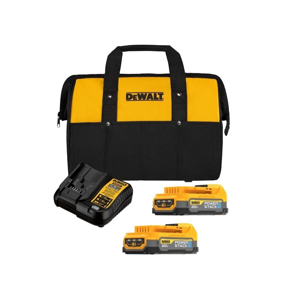 Imagem do produto Kit 2 Baterias 20V 1,7Ah Powerstack Carregador e Bolsa DeWalt