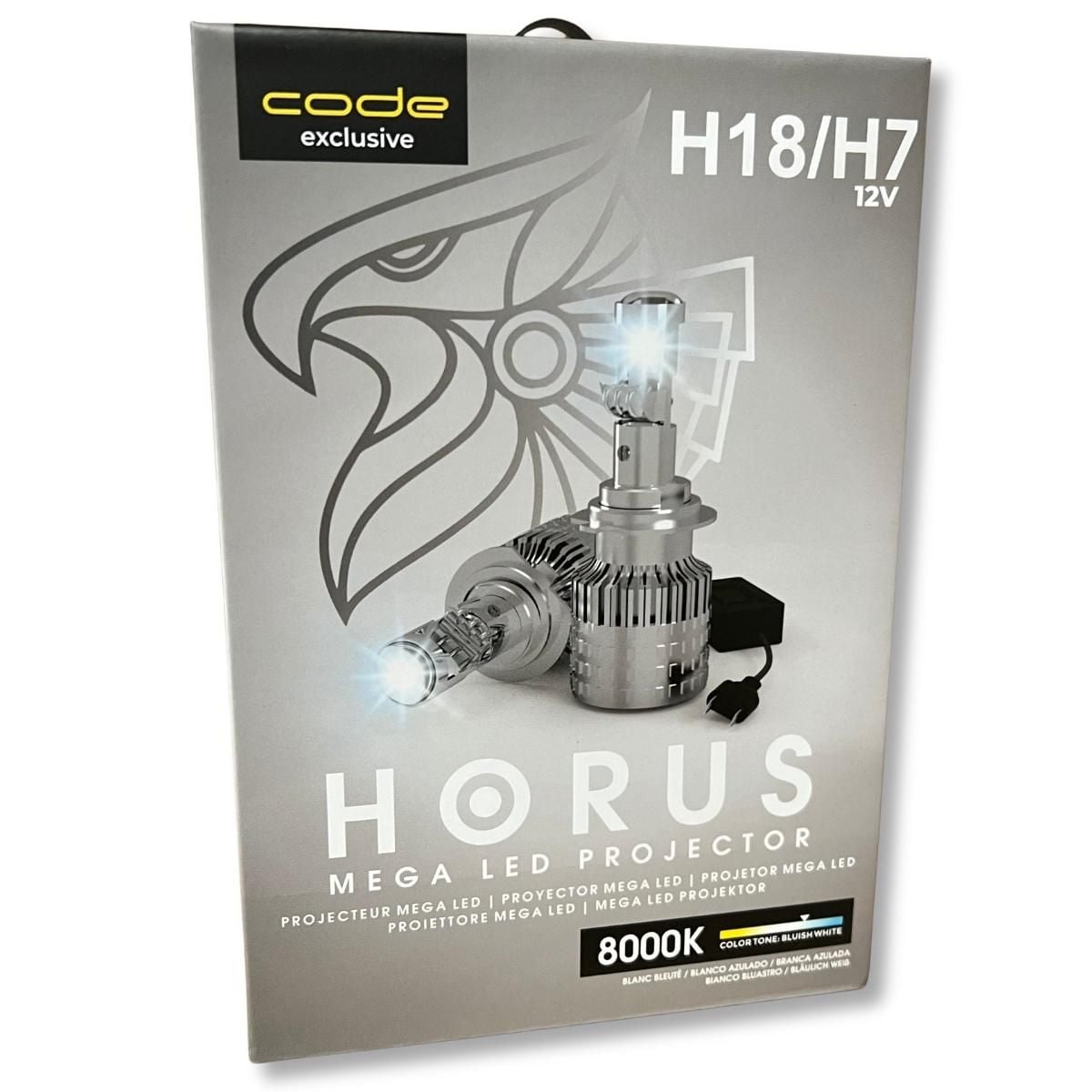 Imagem do produto Kit 2 Lâmpadas Mega Led Code Horus H18 H7 12V 8000K