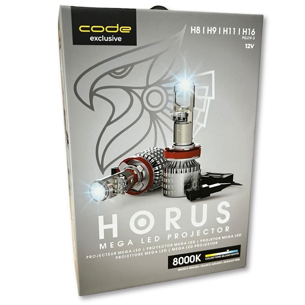 Imagem do produto Kit 2 Lâmpadas Mega Led Code Horus H8 H9 H11 H16 12V 8000K