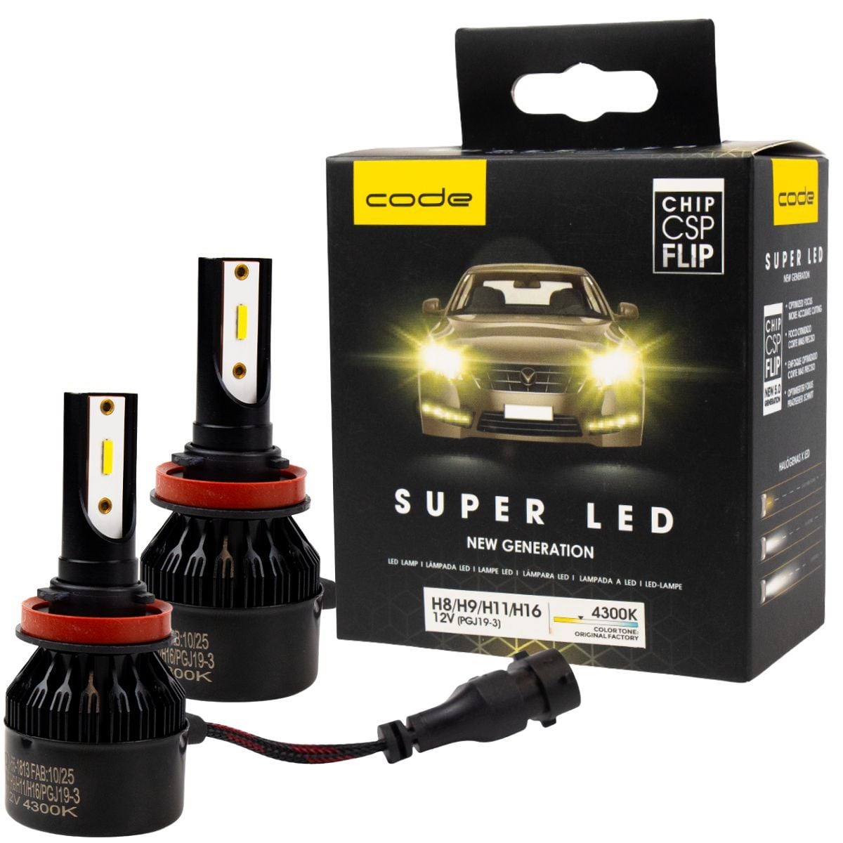 Imagem do produto Kit 2 Lâmpadas Super Led Code 12V 4300K H8 H9 H11 H16
