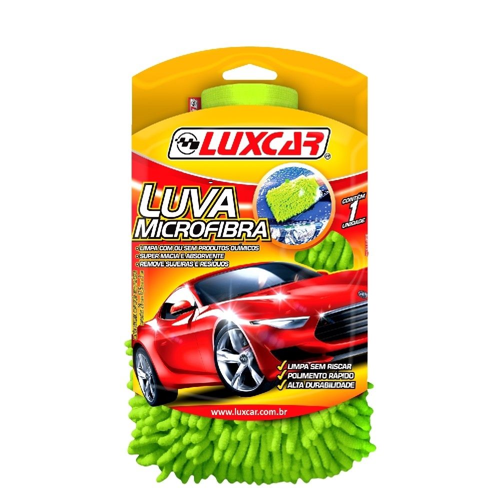 Luva Micro Fibra Verde Automotiva Luxcar 2420