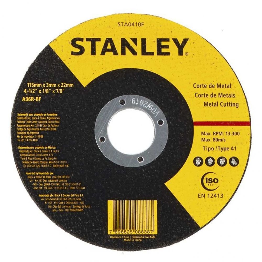 Stanley - Disco Corte Metal 4.1/2" x 1/8 x 7/8 STA0410F