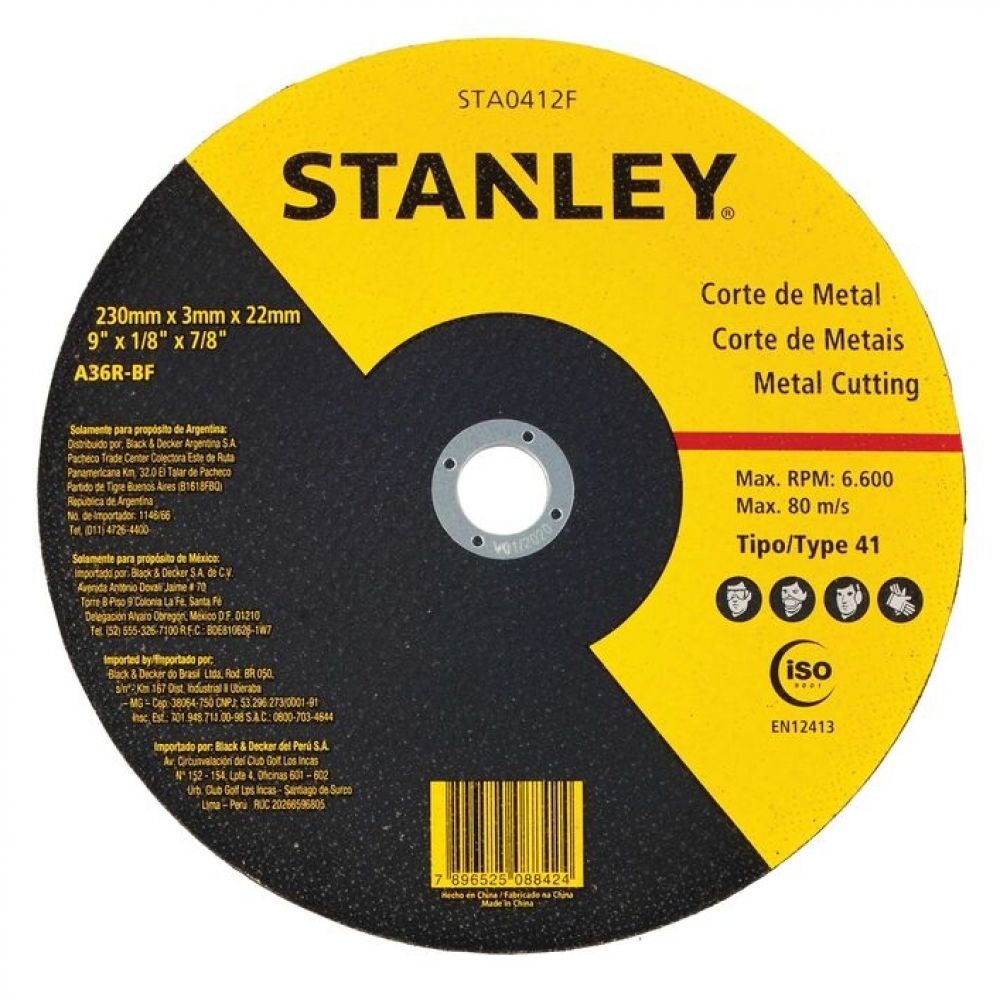 Stanley - Disco Corte Metal 9 X 1/8 X 7/8 STA0412F