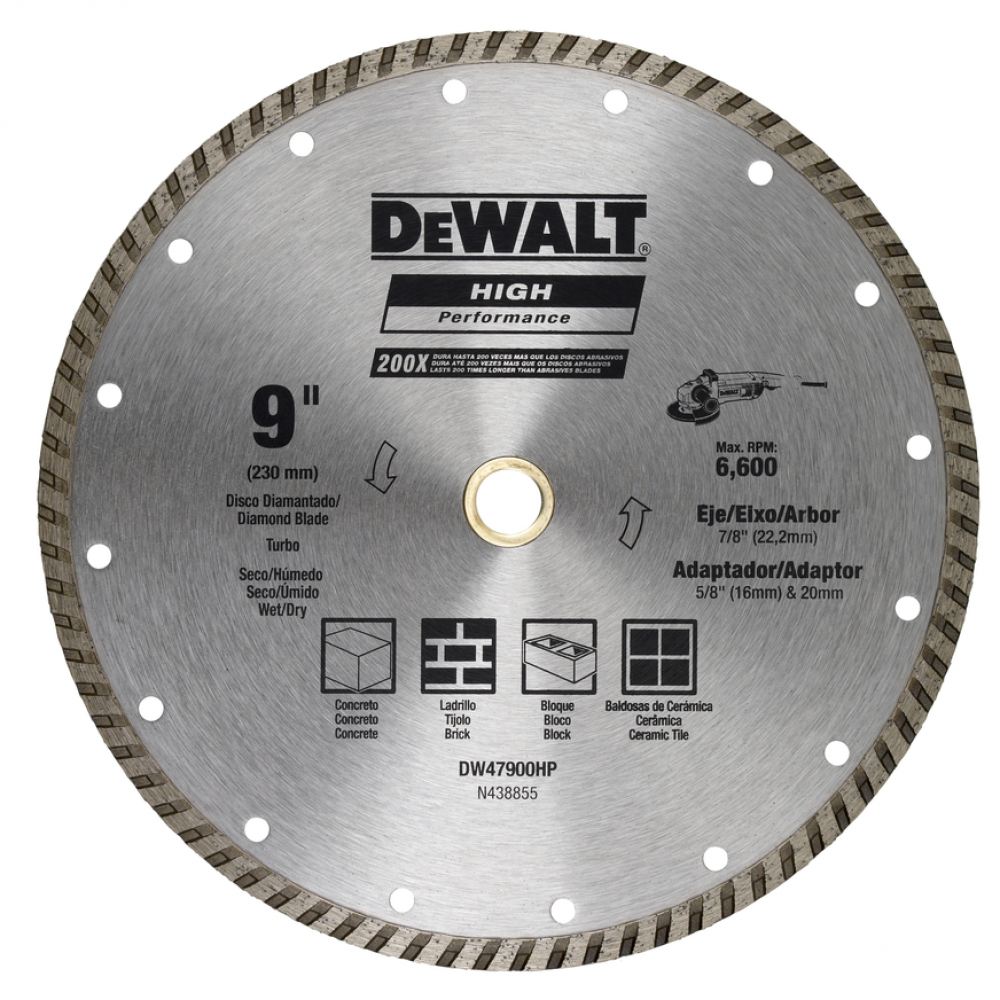 Disco Diamantado Turbo DeWalt DW47900BHP 9" 230mm