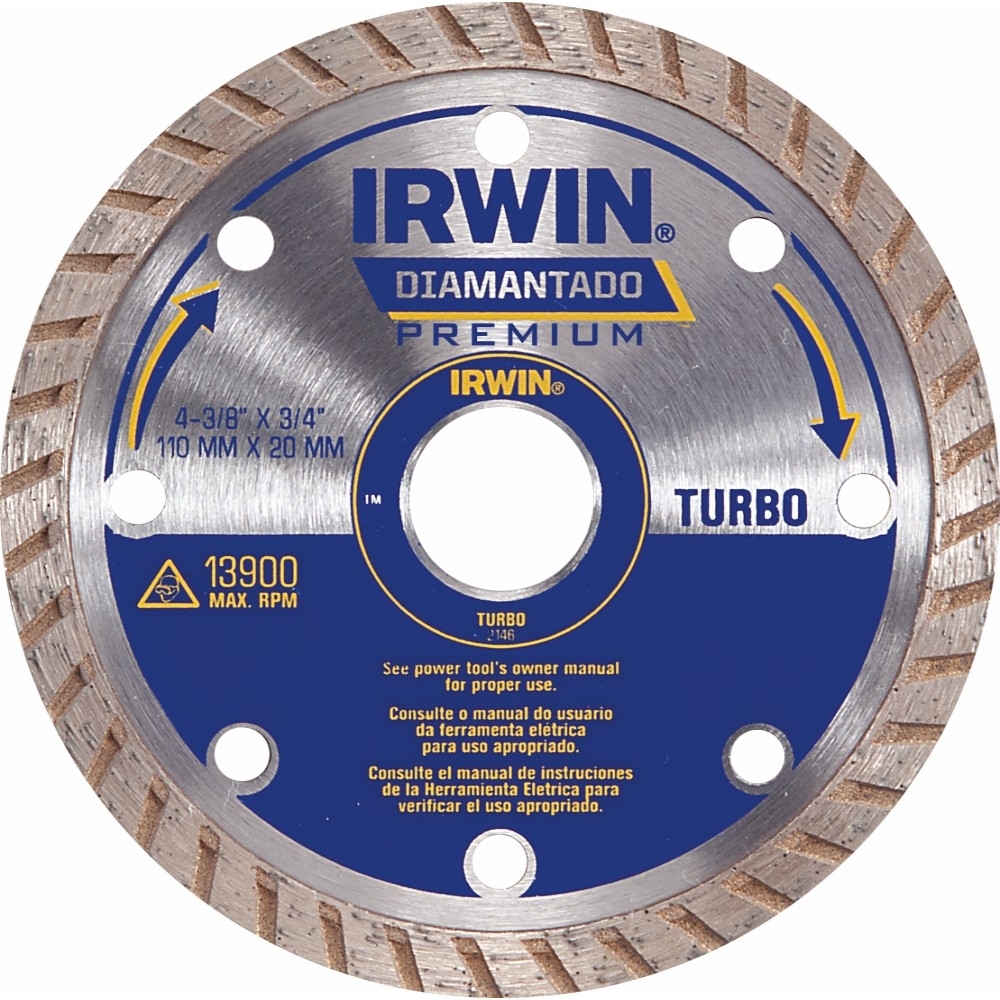 Disco Diamantado Turbo Irwin IW2146 Premium 4.3/8" 110mm X 20mm