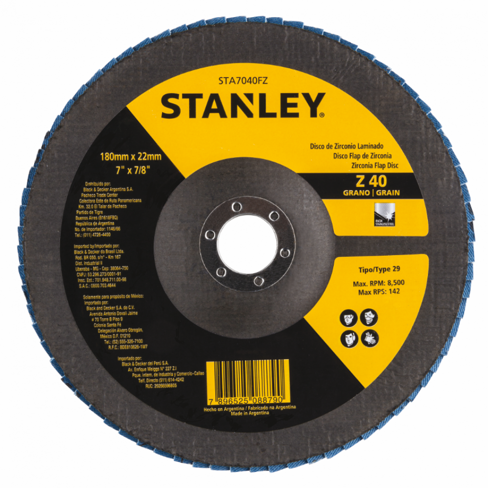 Disco Flap Stanley STA7040FZ 7" (180 x 22mm) Grão 40