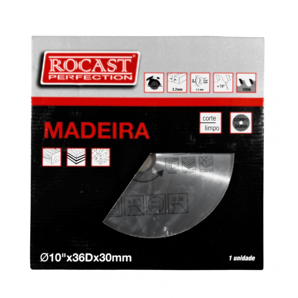 Rocast - Lamina Serra Circular/Esquadria 10" 36 Dentes Madeira