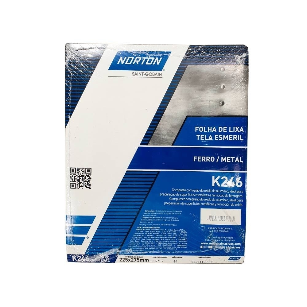Norton - Folha Lixa Ferro K246 225x275mm Grão 50