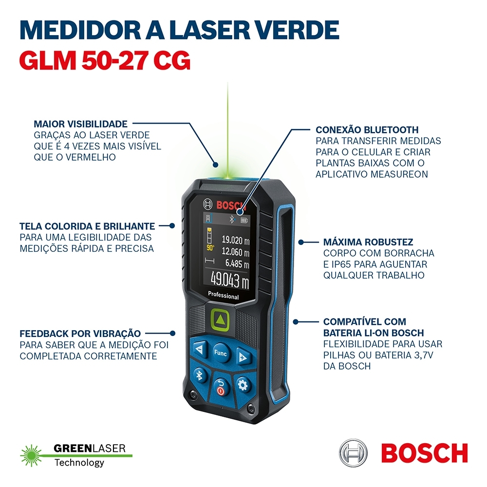 Medidor A Laser Verde GLM 50-27 CG