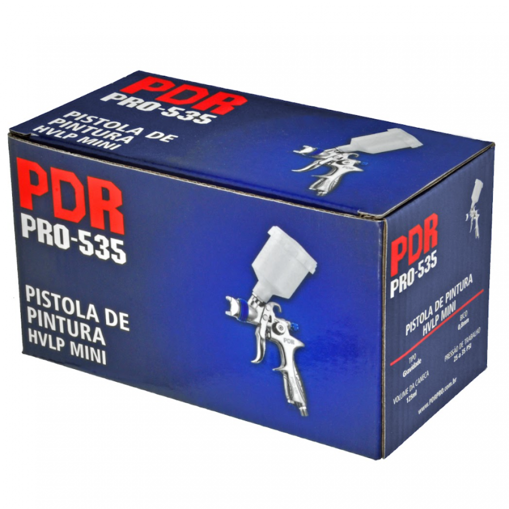Pistola Pintura Gravidade PDR PRO Bico 0,8mm 125ml