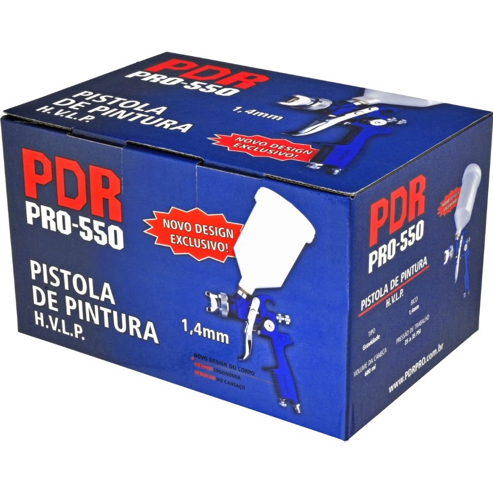 Pistola Pintura Gravidade PDR PRO Bico 1,4mm 600ml