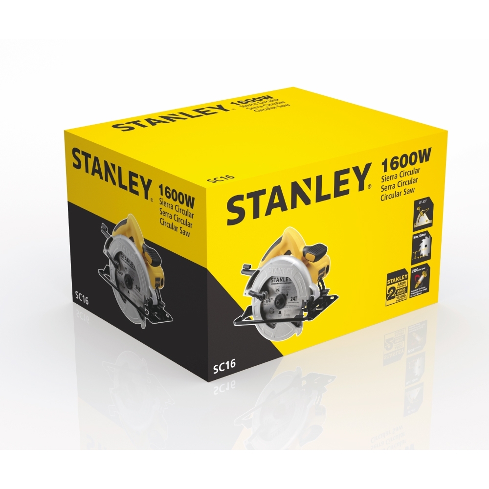 Serra Circular Stanley 7.1/4" 1600W 220V SC16-B2 Embalagem