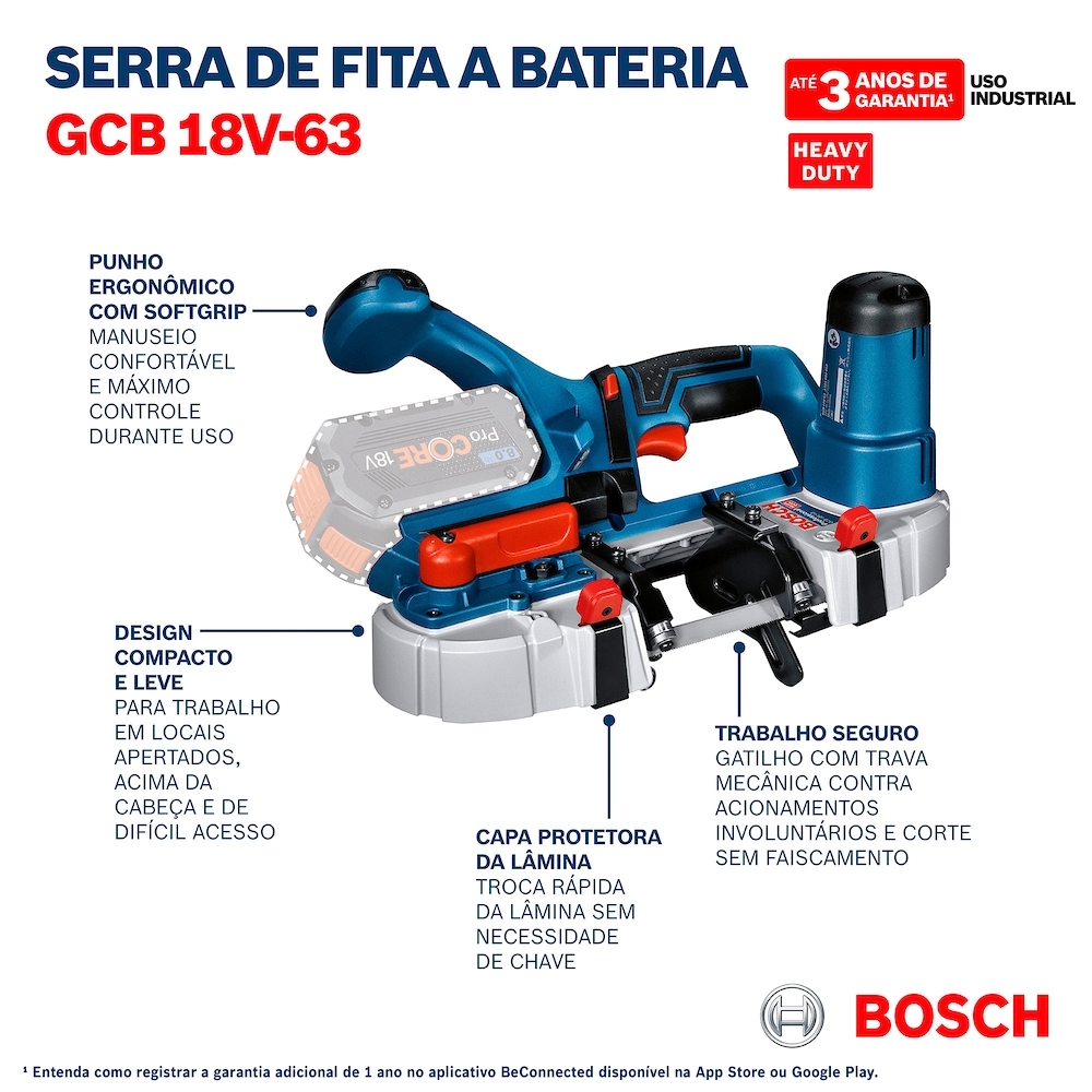 Serra de Fita Compacta Bosch GCB 18V63 SB 18V Sem Bateria