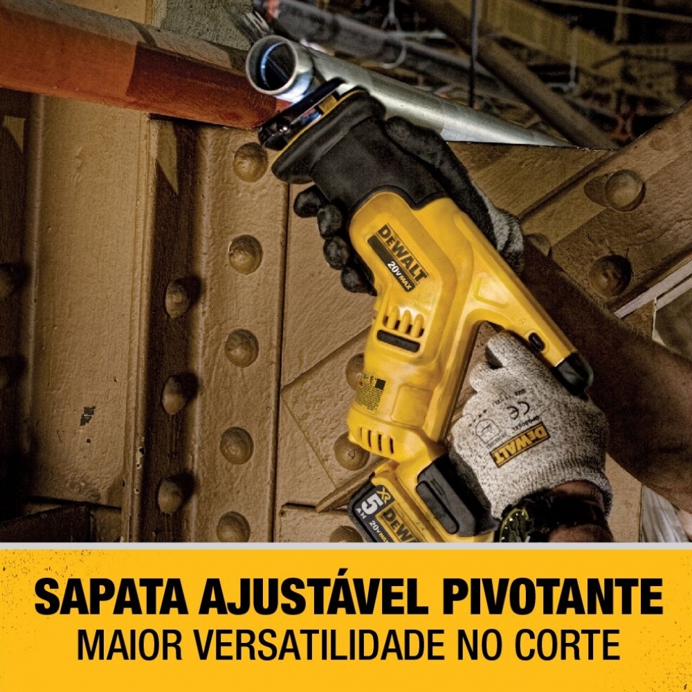 Serra Sabre Compacta DeWalt DCS387B 20V Com Sapata Ajustável