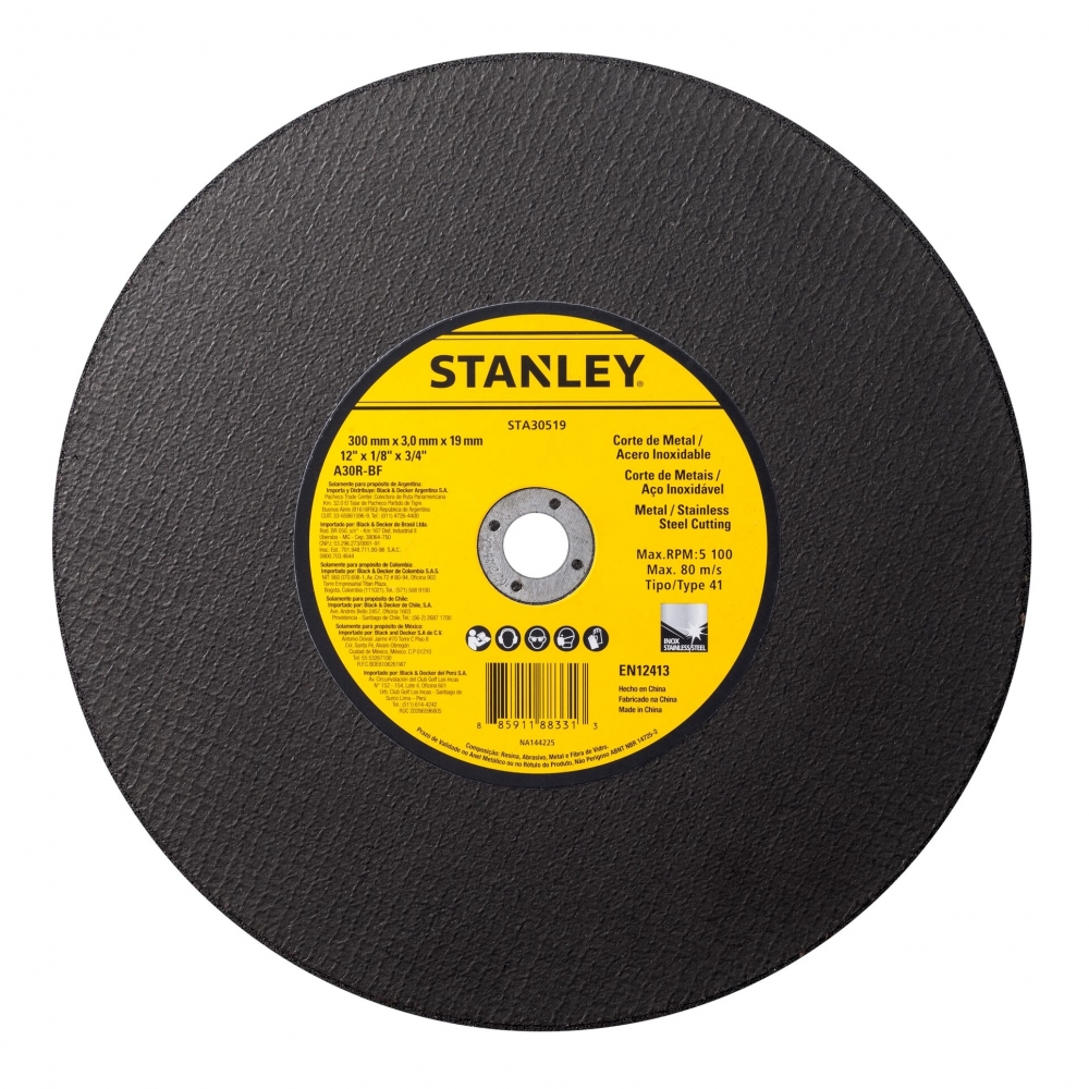 Disco de Corte 12" x 3,00mm X Furo 3/4"- Stanley